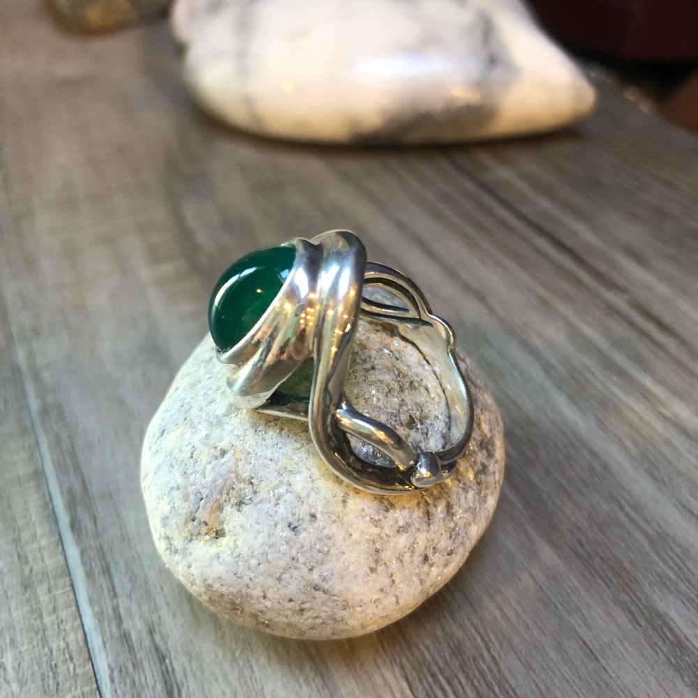 Carolyn Pollack Paradise Green Chalcedony Sterling Ring 10 - Picture 6 of 12